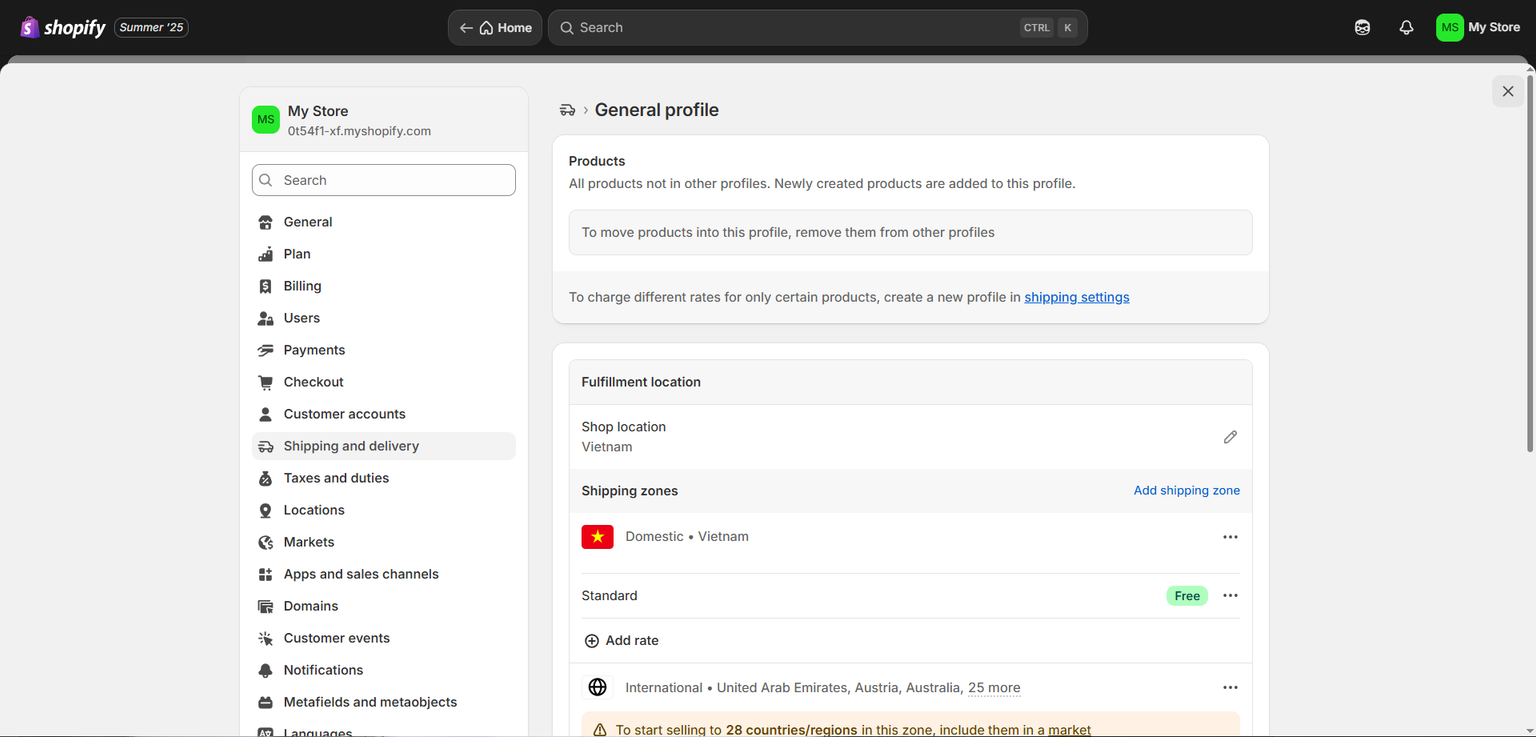 Shopify Payment Settings