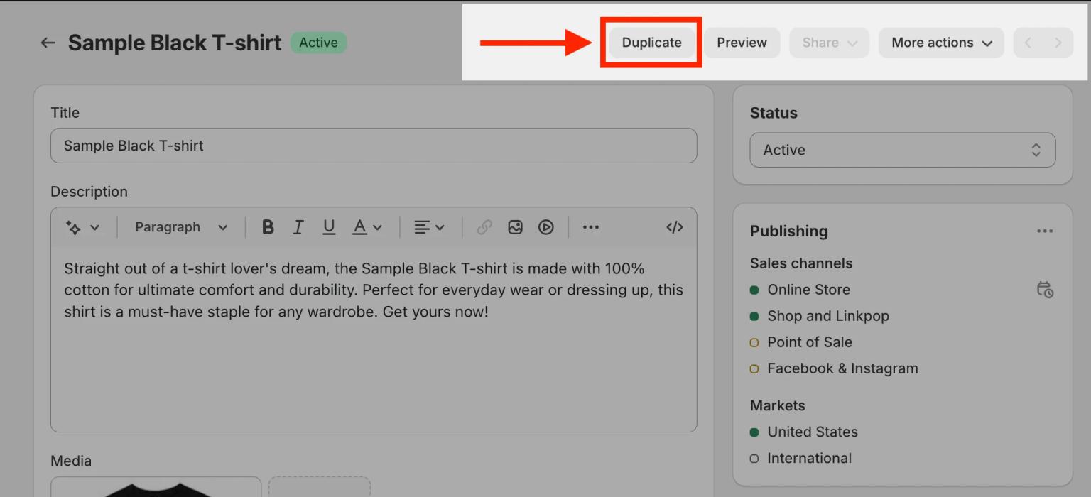 Duplicate Shopify Product