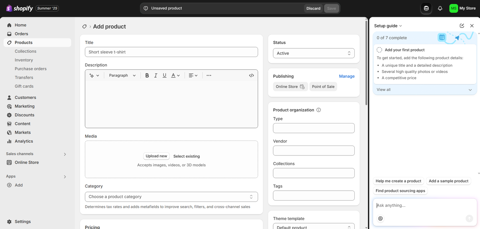 Adding Products in Shopify