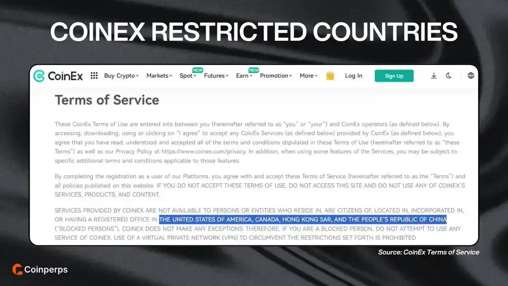 List of CoinEx Perpetuals Restricted Countries in 2025