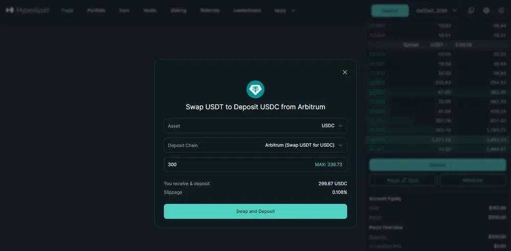 Deposit USDT to Hyperliquid
