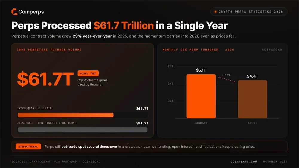 1. Perpetual Futures Processed $61.7 Trillion in a Single Year