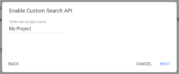 Create a project in Custom Search API