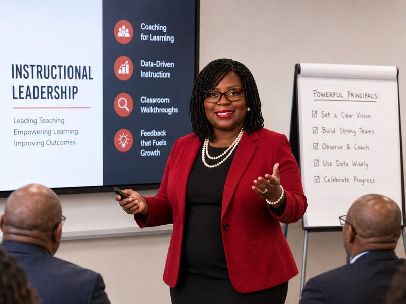 Dr. Takiwi leading an instructional leadership session with school principals