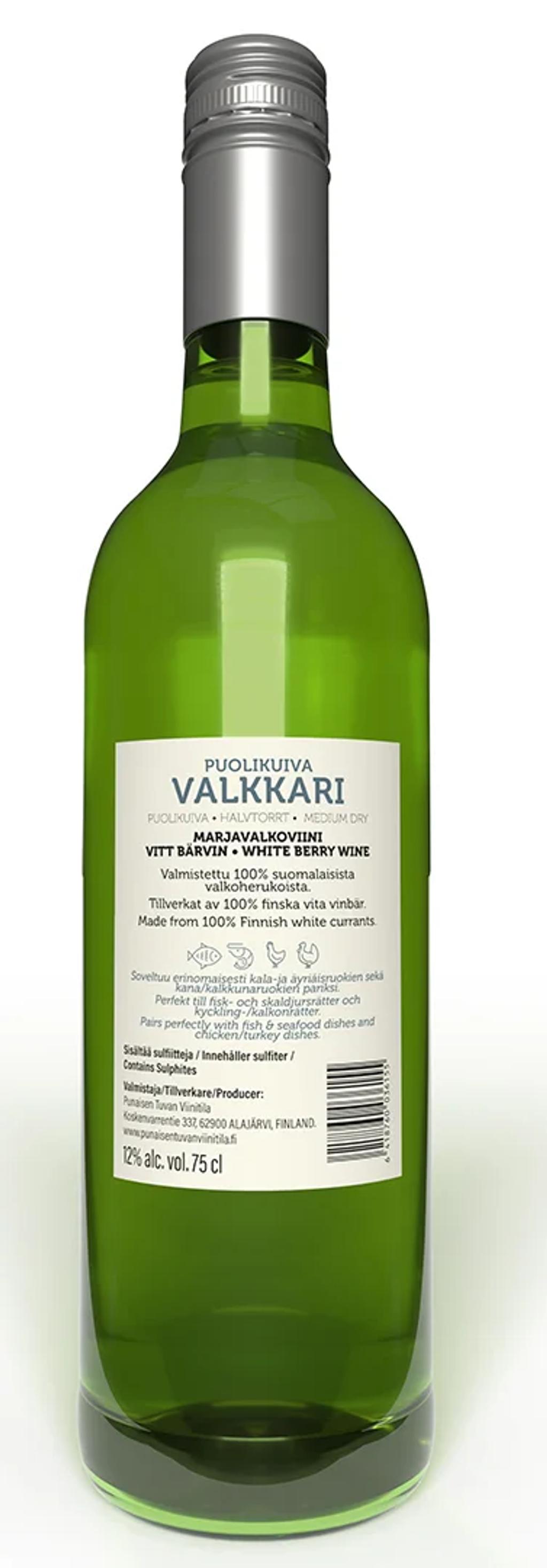 Puolikuiva Valkkari – etikettens baksida