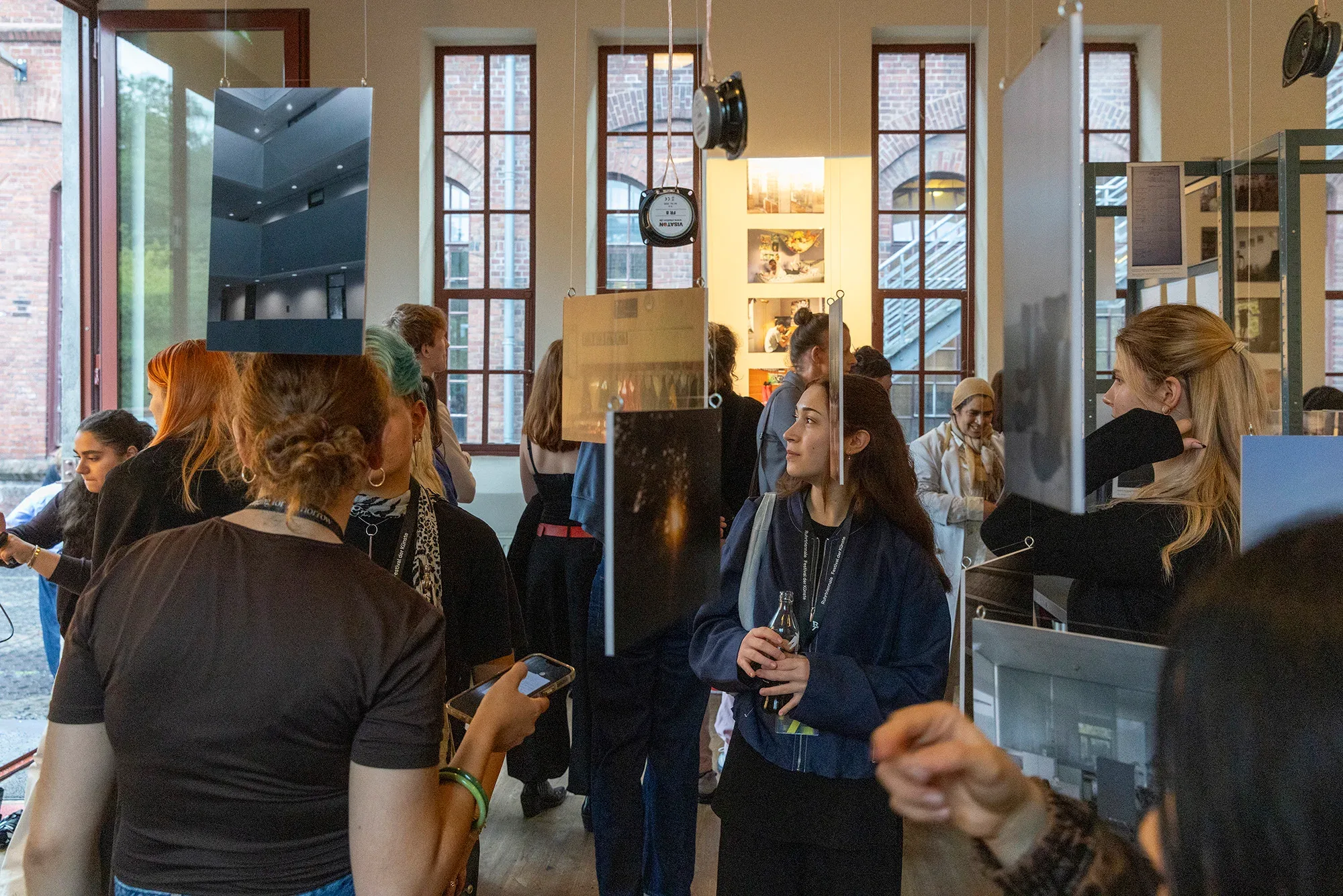 Visitors in the exhibition.