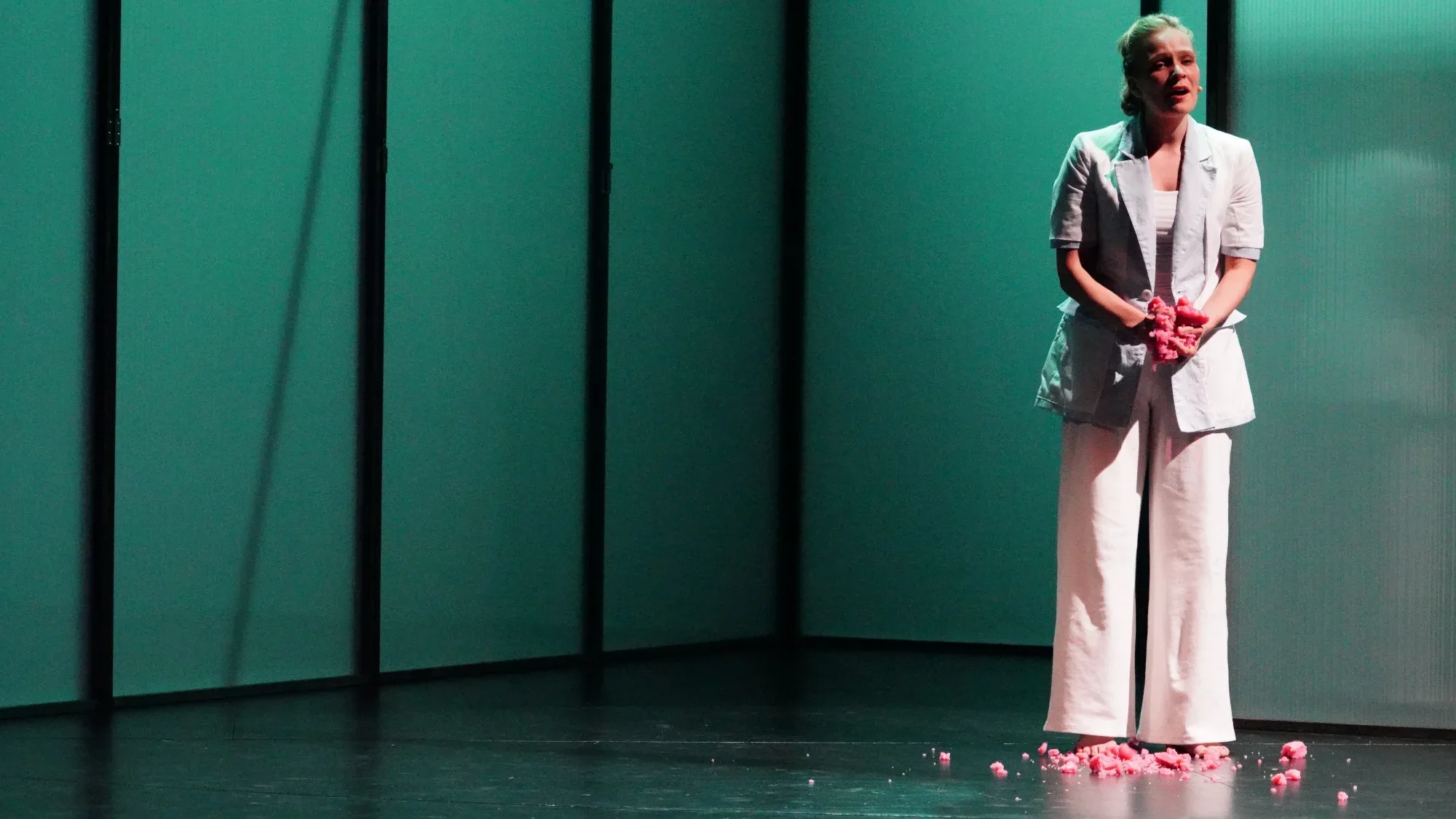 Alone on stage.