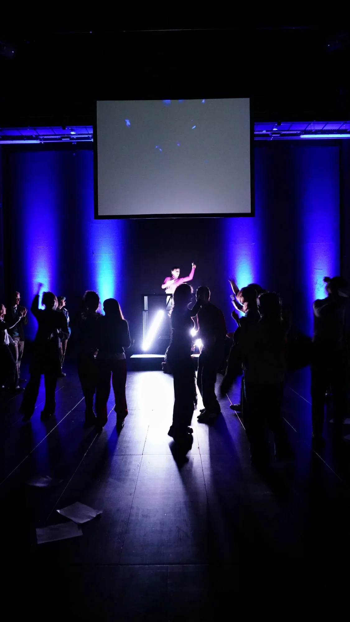 Blue light and silhouettes.