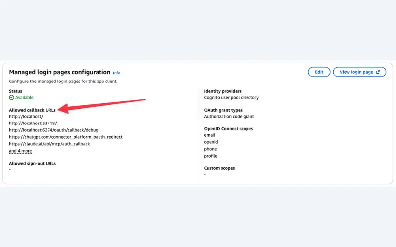 Allowed callback URI setting