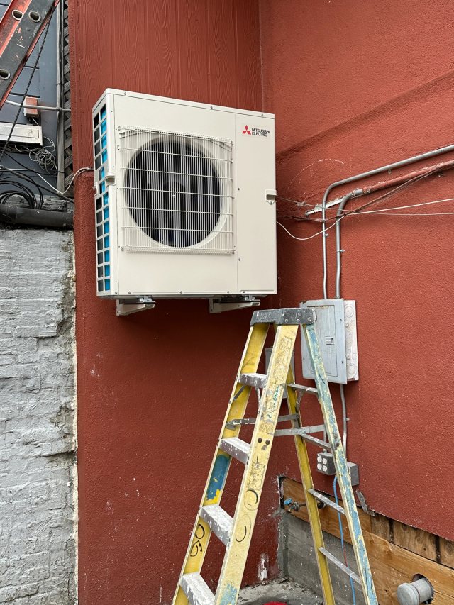 Mitsubishi ductless HVAC installation for a commercial retail tenant improvement in Berkeley by 3rdGen Building Systems.