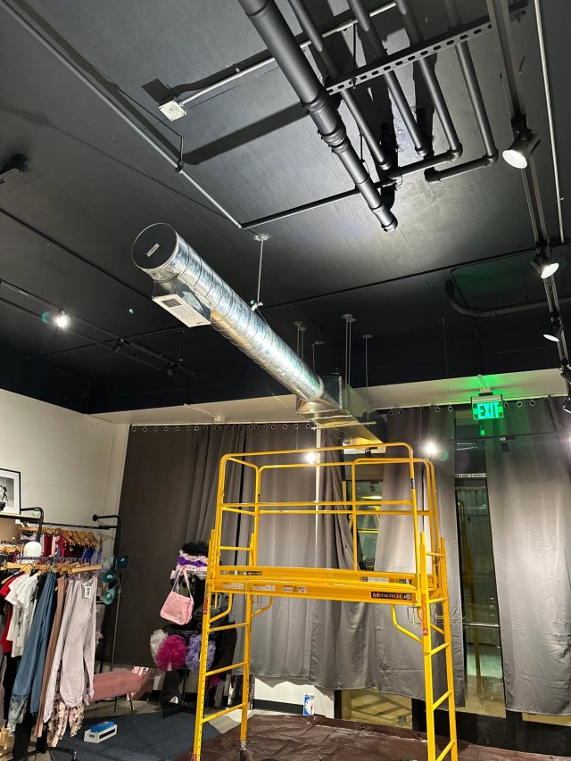 Mitsubishi ductless HVAC installation for a commercial retail tenant improvement in Berkeley by 3rdGen Building Systems.