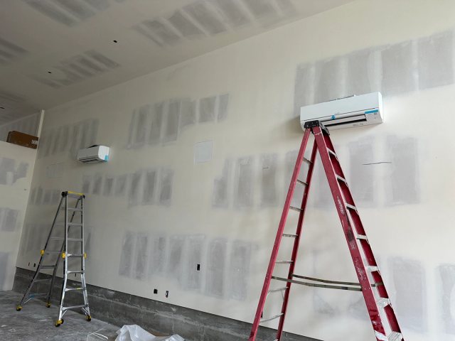 Mitsubishi ductless HVAC installation for a commercial retail tenant improvement in Berkeley by 3rdGen Building Systems.