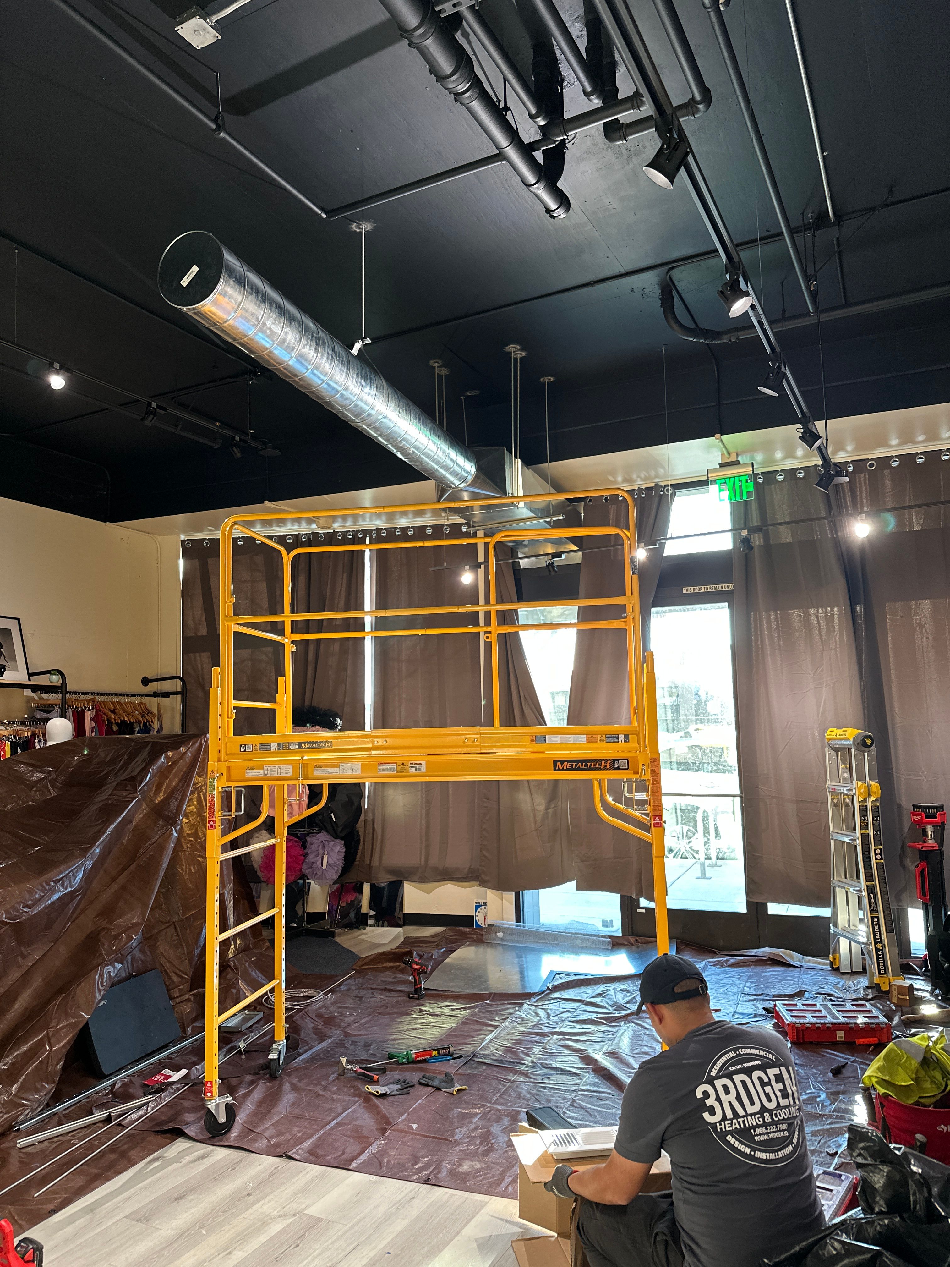 Mitsubishi ductless HVAC installation for a commercial retail tenant improvement in Berkeley by 3rdGen Building Systems.