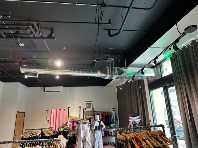 Mitsubishi ductless HVAC installation for a commercial retail tenant improvement in Berkeley by 3rdGen Building Systems.