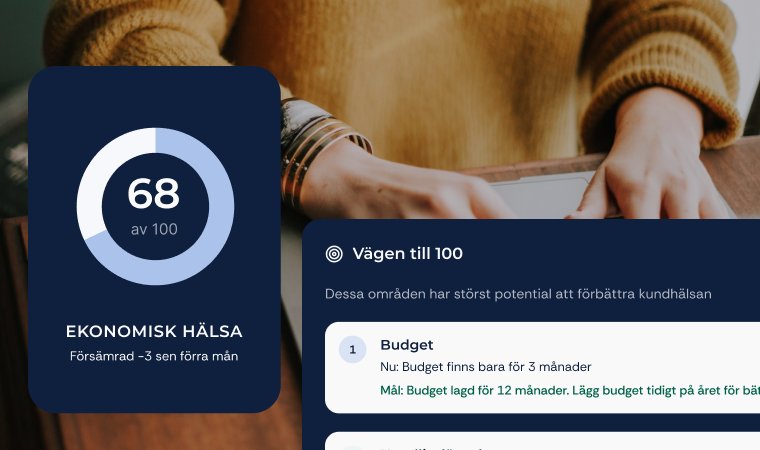 Hälsocirkel för ekonomisk hälsa som står på 68 av 100