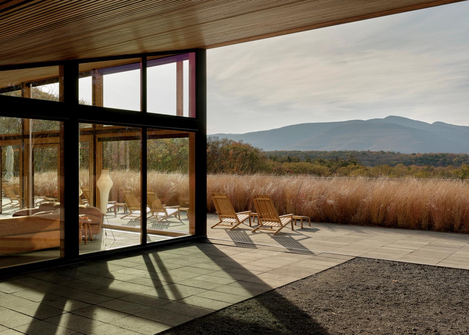 Modernist luxury cabins in the woods in upstate New York, with spa, restaurant and hiking trails.