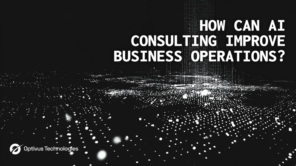 How Can AI Consulting Improve Business Operations?: A grid of glowing points stretching to the horizon.