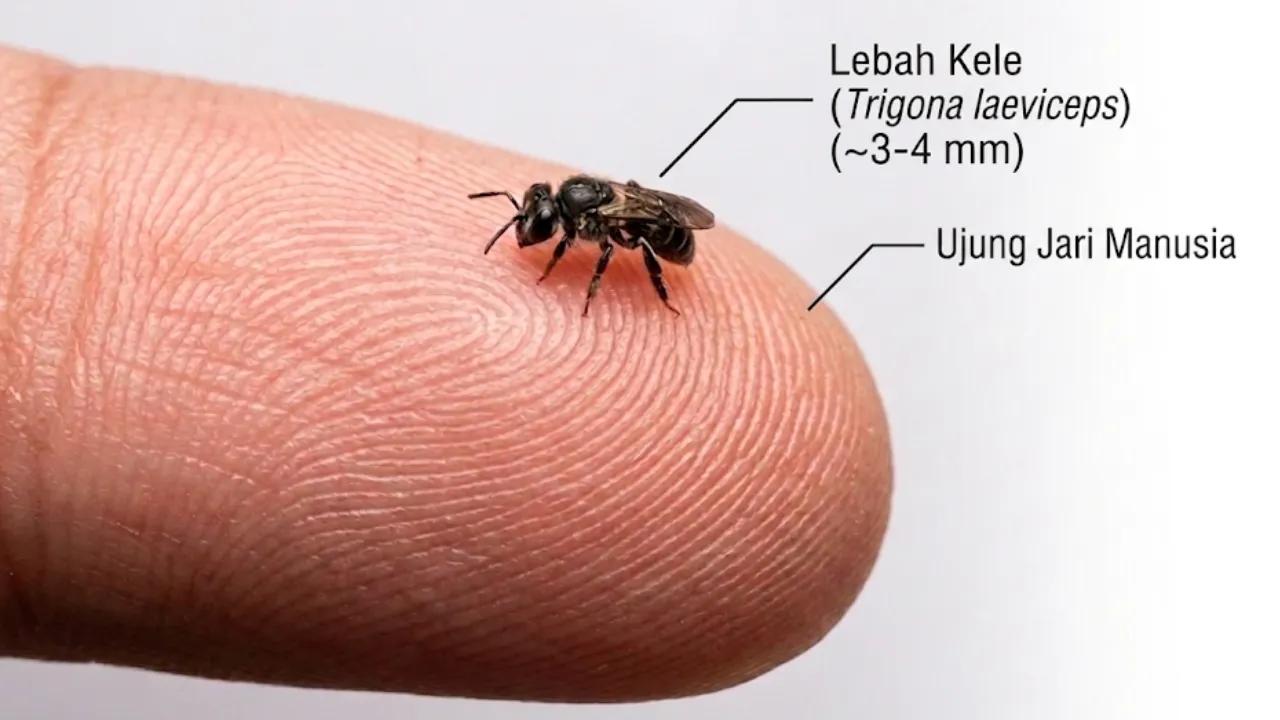 Perbandingan ukuran lebah madu kele kele asli yang berukuran sangat mungil