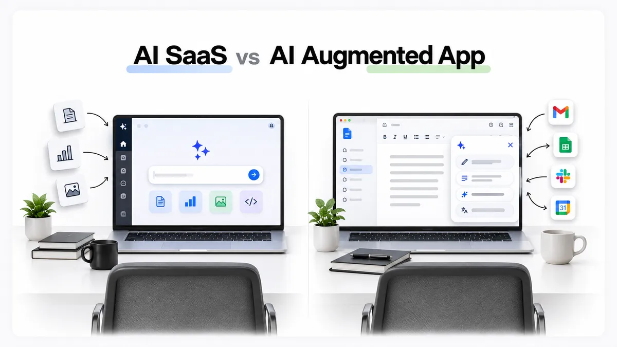 Illustration comparing AI chip technology and SaaS cloud computing