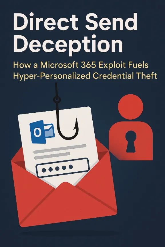 Cover illustration for “Direct Send Deception: How a Microsoft 365 Exploit Fuels Hyper-Personalized Credential Theft”