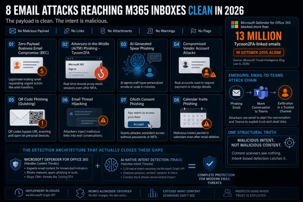 Cover illustration for “8 Email Attacks That Bypass Microsoft Defender for Office 365 in 2026”