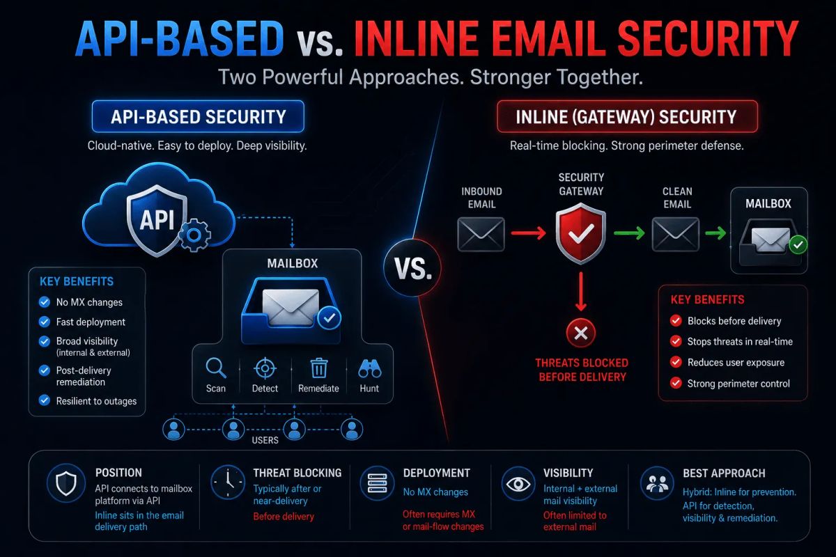 Cover illustration for “API vs. Inline Email Security: The Truth About Pre-Delivery Protection”