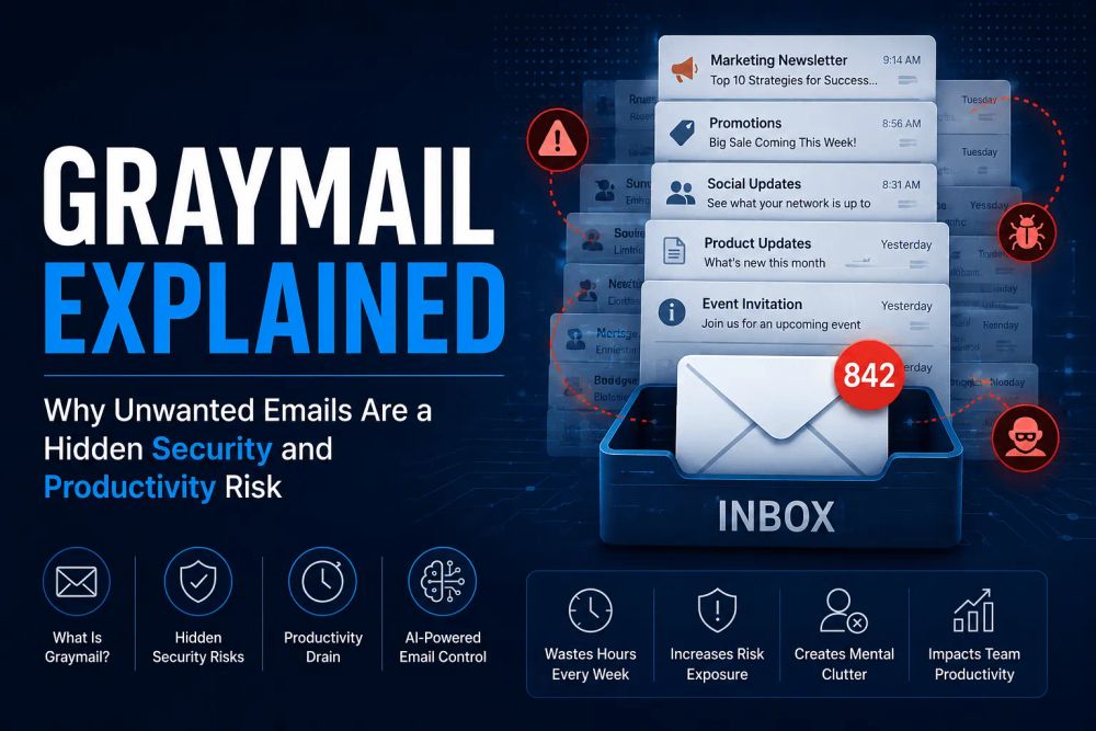 Cover illustration for “Graymail Explained: Why Unwanted Emails Are a Hidden Security and Productivity Risk”