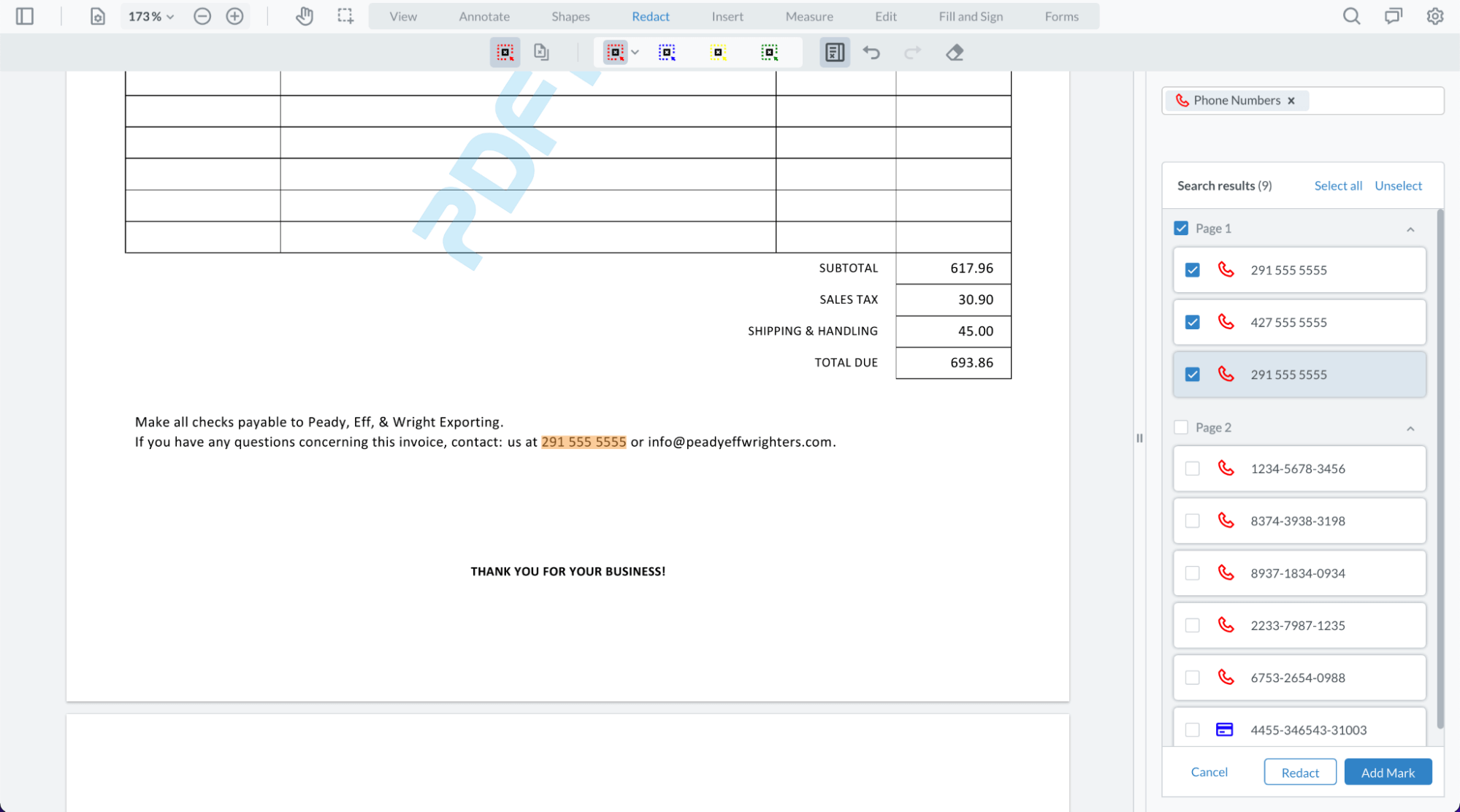 Image of WebViewer page with highlighted patterns