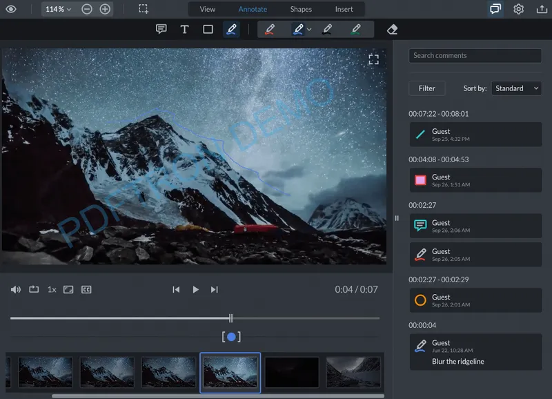 Brand new filtering functionality in WebViewer Video UI