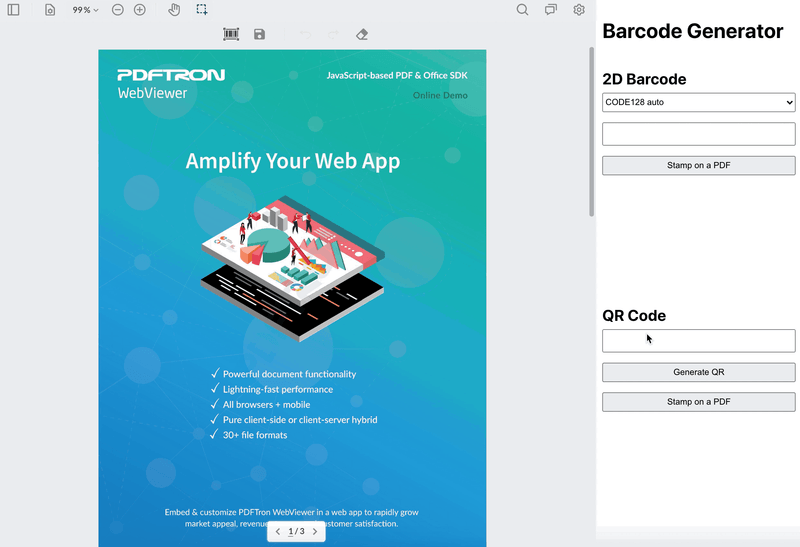 WebViewer barcode generator