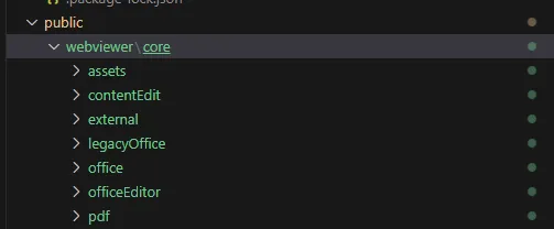 Image showing the location of copied WebViewer files in your React project