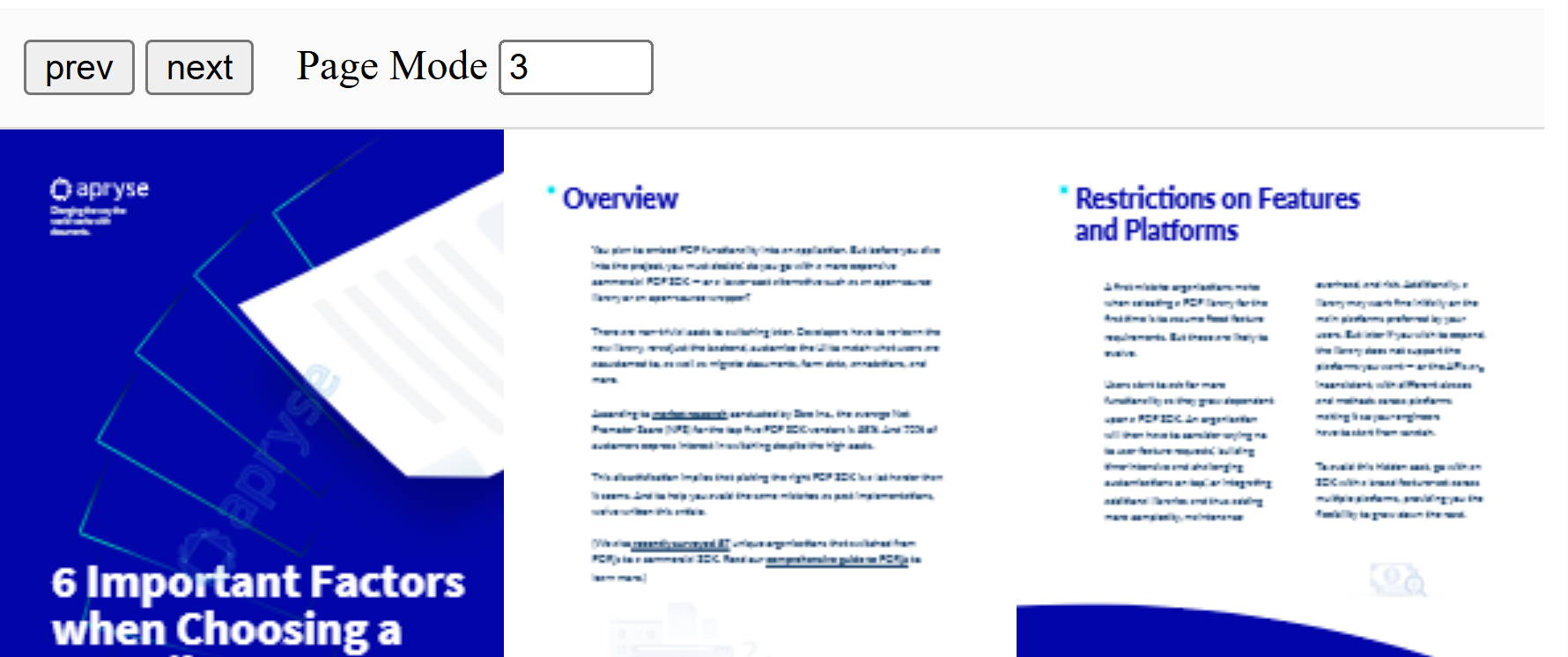 Pages from the PDF being shown in our simple PDF.js app