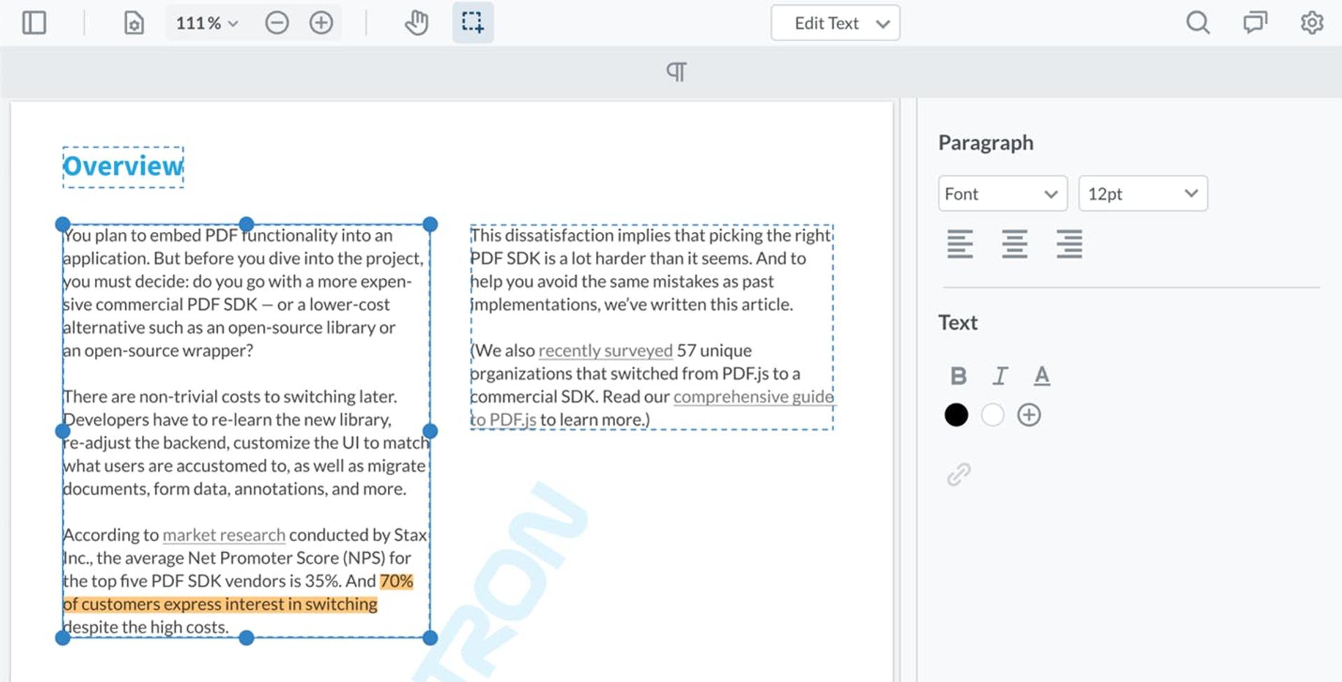 New UX for JavaScript PDF Text Editing, Bookmarks, and Outline Editing
