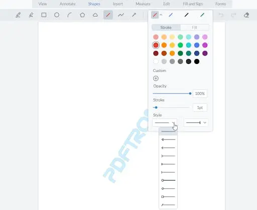 Select from many custom line ending styles.