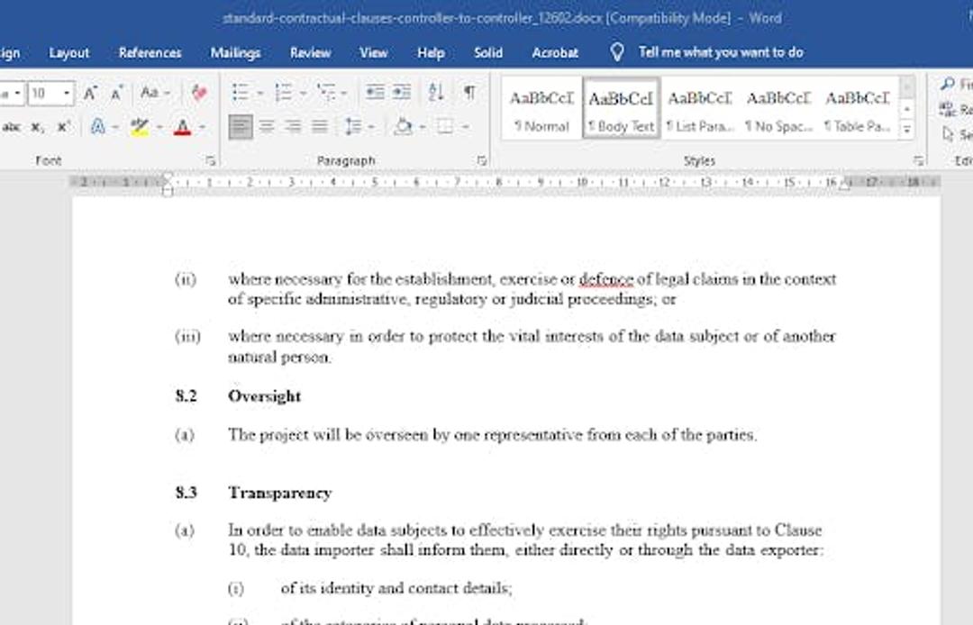 A new section is easily added in Word.