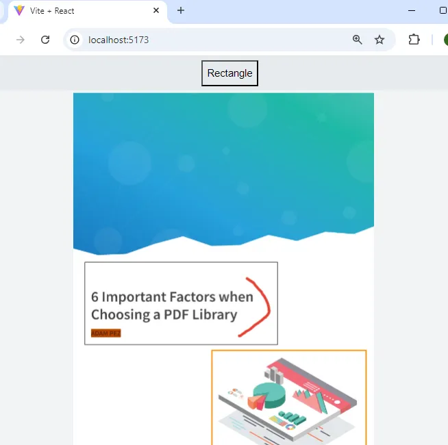 A button has been added to the app that allows the user to create rectangular annotations.
