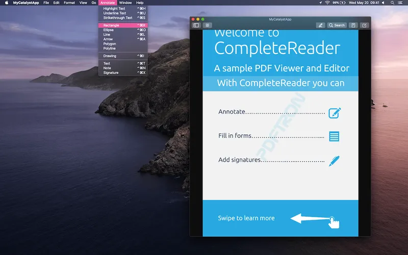 mac catalyst viewer with menus