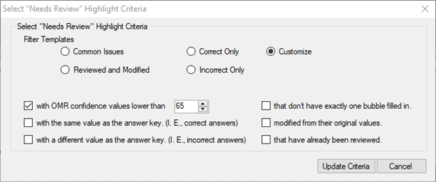 Setting new filters to be reviewed