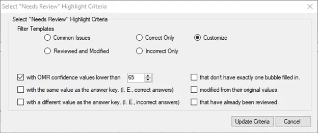 Setting new filters to be reviewed