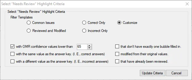 Setting new filters to be reviewed
