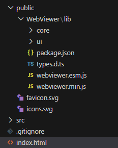 Structure of sample project showing WebViewer in the public folder