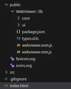 Structure of sample project showing WebViewer in the public folder