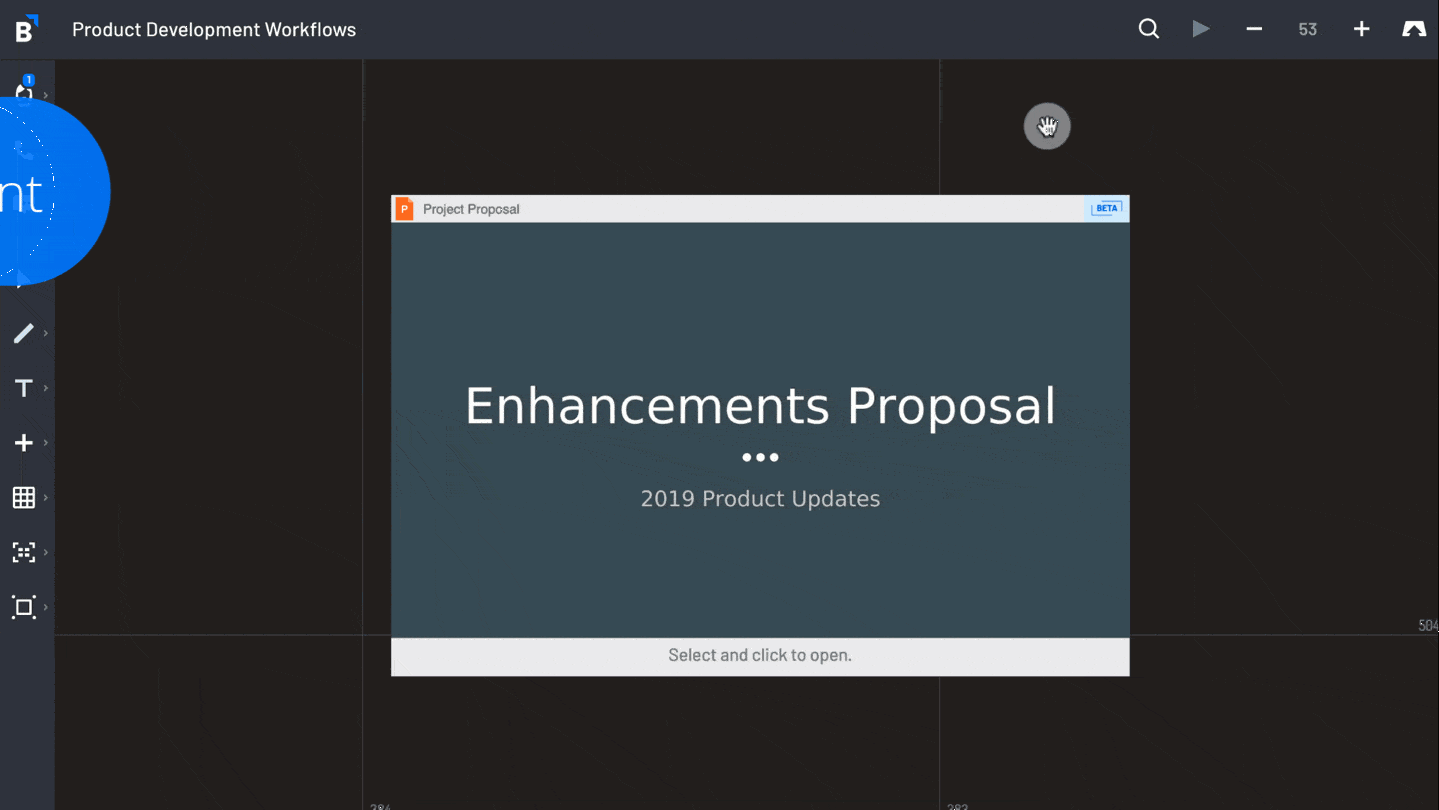 GIF of PowerPoint proposal in Bluescape workspace