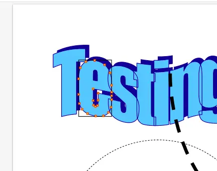 A picture from the viewer where you can see the points around the selected letter "e"