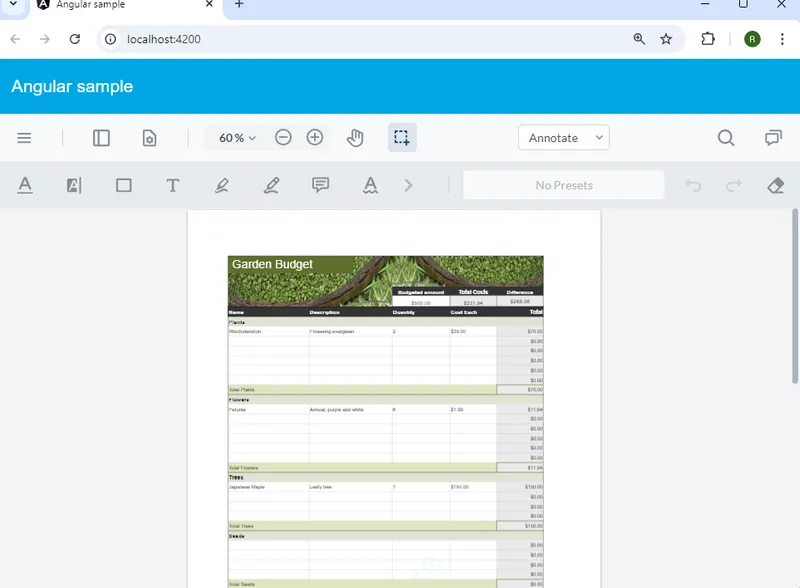 An Excel file being shown in WebViewer - entirely in the browser