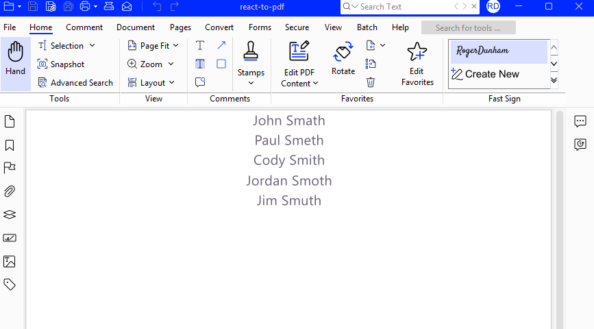 The generated PDF shown in Xodo PDF Studio
