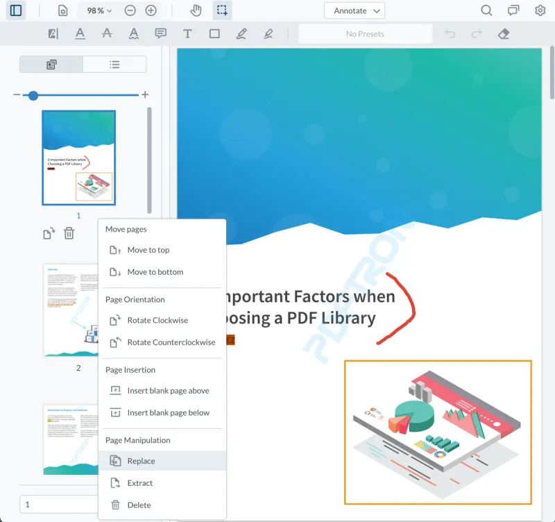 You can try the new multi-select mode by either marking the checkboxes, holding down shift to select the page range, or holding down ctrl or cmd to select a few pages.