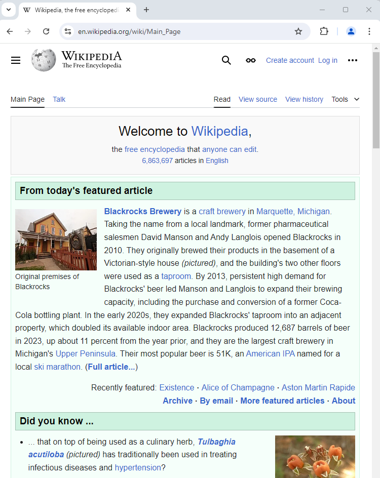 Figure 3 - The same website when viewed within a narrower browser window. 