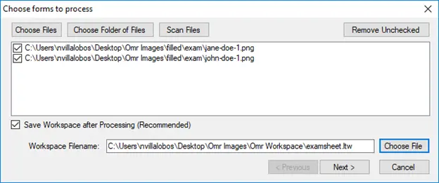 Managing the filled forms to be processed