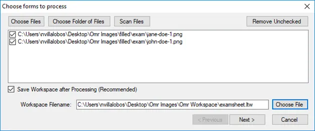 Managing the filled forms to be processed